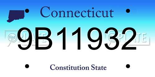 9B11932 Connecticut License Plate