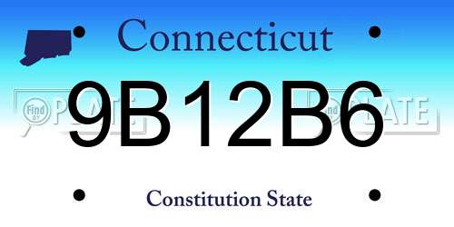9B12B6 Connecticut License Plate