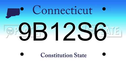 9B12S6 Connecticut License Plate