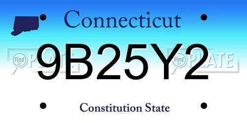 9B25Y2 Connecticut License Plate