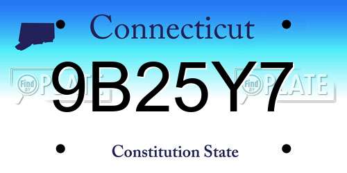 9B25Y7 Connecticut License Plate
