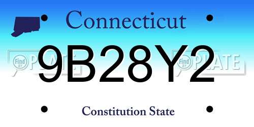9B28Y2 Connecticut License Plate