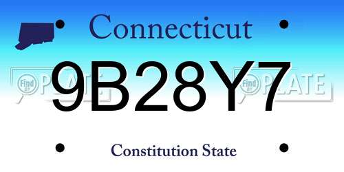 9B28Y7 Connecticut License Plate