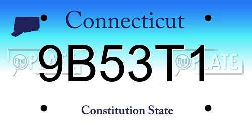 9B53T1 Connecticut License Plate