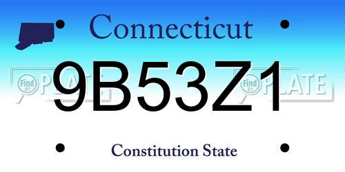 9B53Z1 Connecticut License Plate