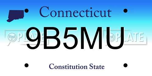 9B5MU Connecticut License Plate