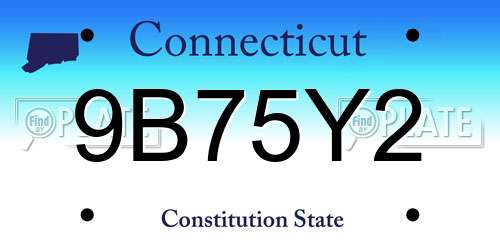 9B75Y2 Connecticut License Plate