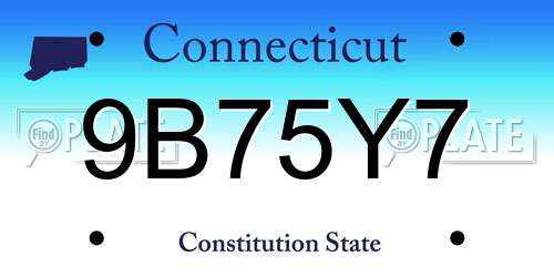 9B75Y7 Connecticut License Plate
