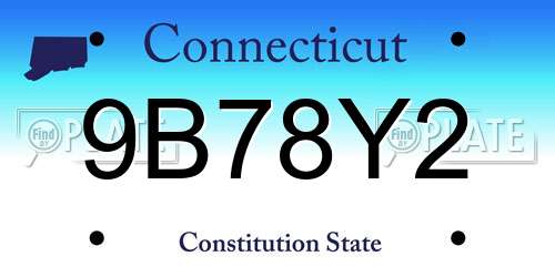 9B78Y2 Connecticut License Plate