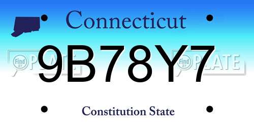 9B78Y7 Connecticut License Plate