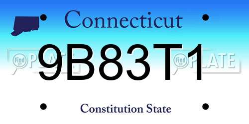 9B83T1 Connecticut License Plate