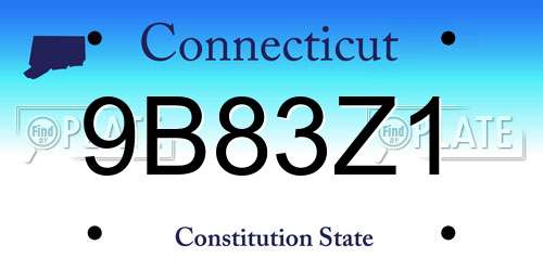 9B83Z1 Connecticut License Plate