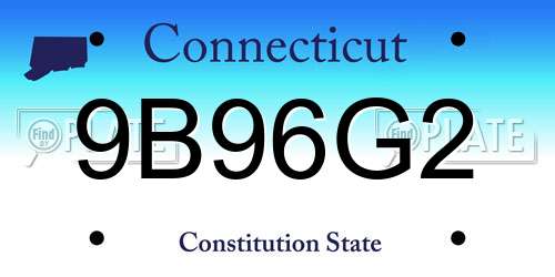9B96G2 Connecticut License Plate