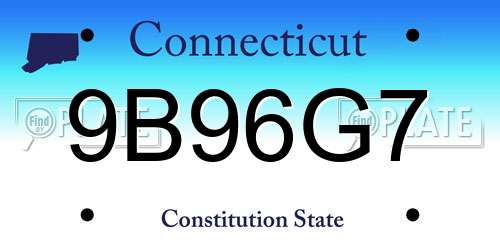 9B96G7 Connecticut License Plate