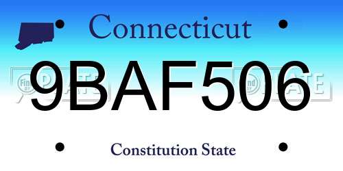 9BAF506 Connecticut License Plate