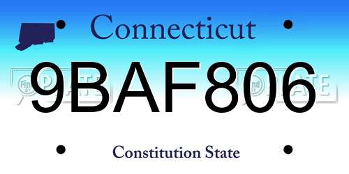 9BAF806 Connecticut License Plate