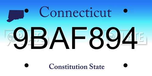 9BAF894 Connecticut License Plate
