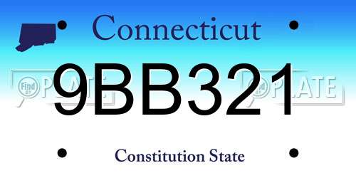 9BB321 Connecticut License Plate