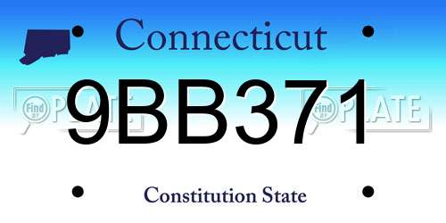 9BB371 Connecticut License Plate