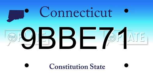 9BBE71 Connecticut License Plate