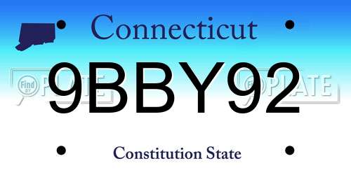 9BBY92 Connecticut License Plate