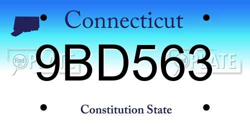 9BD563 Connecticut License Plate