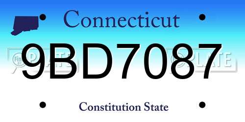 9BD7087 Connecticut License Plate