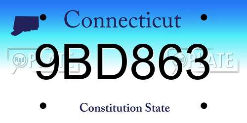 9BD863 Connecticut License Plate