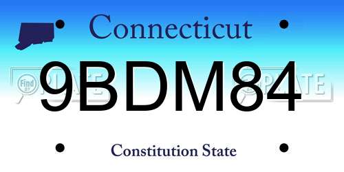 9BDM84 Connecticut License Plate