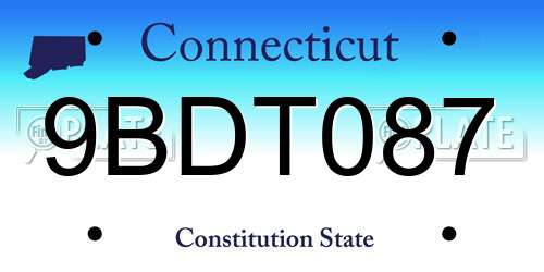 9BDT087 Connecticut License Plate