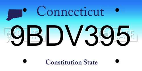 9BDV395 Connecticut License Plate