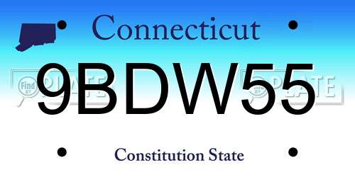 9BDW55 Connecticut License Plate