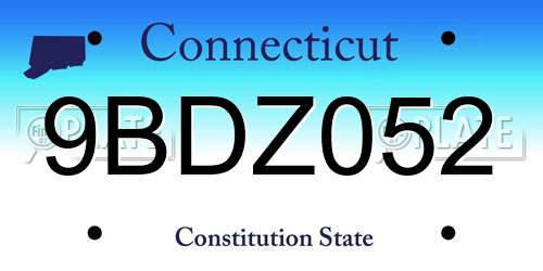 9BDZ052 Connecticut License Plate