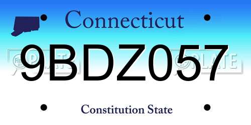 9BDZ057 Connecticut License Plate