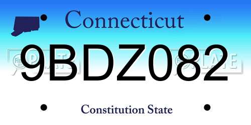 9BDZ082 Connecticut License Plate