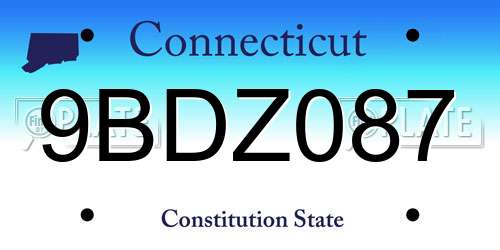 9BDZ087 Connecticut License Plate