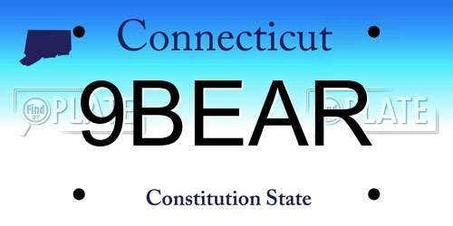 9BEAR Connecticut License Plate