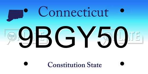 9BGY50 Connecticut License Plate