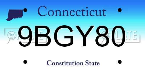 9BGY80 Connecticut License Plate