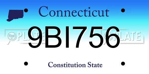 9BI756 Connecticut License Plate