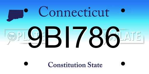 9BI786 Connecticut License Plate