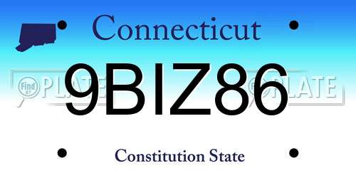 9BIZ86 Connecticut License Plate