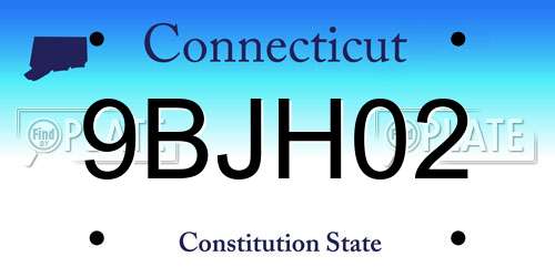 9BJH02 Connecticut License Plate
