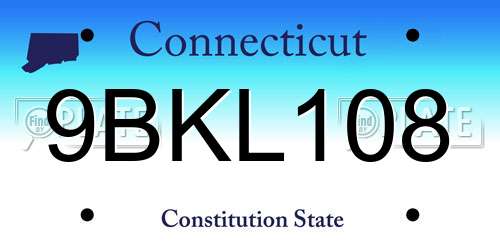 9BKL108 Connecticut License Plate