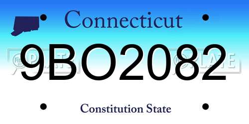 9BO2082 Connecticut License Plate