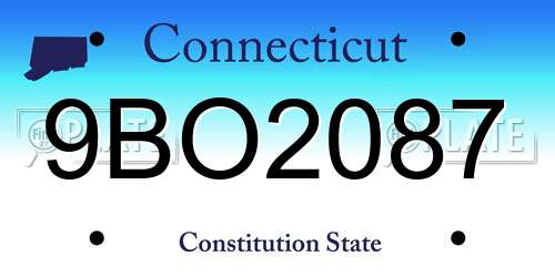 9BO2087 Connecticut License Plate