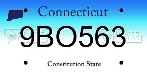 9BO563 Connecticut License Plate