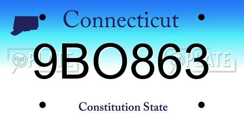 9BO863 Connecticut License Plate