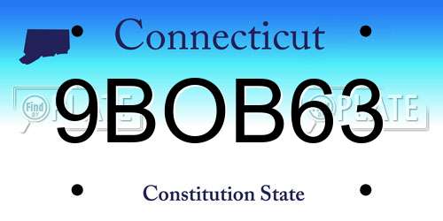 9BOB63 Connecticut License Plate