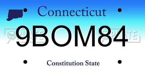 9BOM84 Connecticut License Plate